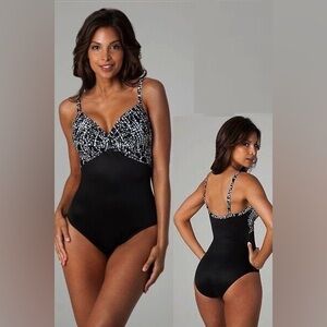 Miraclesuit Women's Black One Piece Swimsuit 16 Adjustable Straps